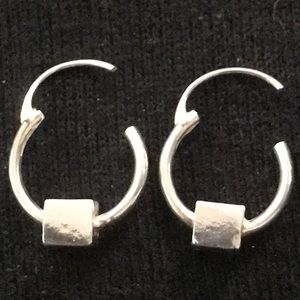 Cube Hoops /Cuff Sterling Silver Earrings size1/2”